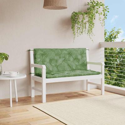 Tuinbankkussens 2 st bladpatroon 120x50x7 cm stof