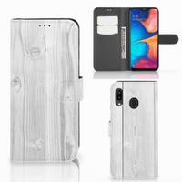 Samsung Galaxy A30 Book Style Case White Wood