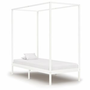 Hemelbedframe massief grenenhout wit 100x200 cm