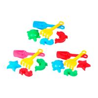 Sun Fun schepje met harkje en 3 zandvormen, 22cm