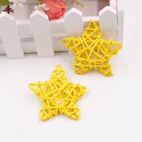 10 stuks 6cm kunstmatige stro bal DIY decoratie rotan sterren Christmas decor Home ornament Supplies (geel)