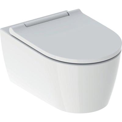 Geberit ONE pack Wandcloset - diepspoel - turboflush - 37x54cm - closetzitting - Designafdekking glansverchroomd/wit - KeraTect - mat wit 500.202.jt.1