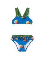 Molo bikini imprimé à volants - Bleu - thumbnail