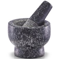 Antraciet grijze vijzel met stamper van graniet 9 cm - thumbnail