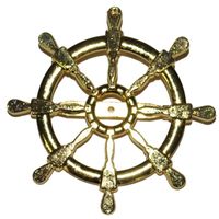 Gouden matroos/zeeman verkleed broche scheepsroer 7 cm - thumbnail