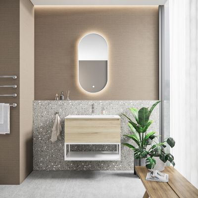 Badkamermeubelset BWS Anubis Frame 60cm 1 Lade Grijs Eiken Met Wastafel (Naar Keuze) Badkamermeubelset BWS Anubis Frame 60cm 1 Lade Grijs Eiken Met Wastafel (Naar Keuze)