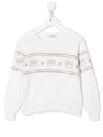 Chiara Ferragni Kids pull Eyelike en maille intarsia - Blanc