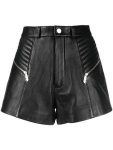 Philipp Plein short en cuir à détails de zips - Noir