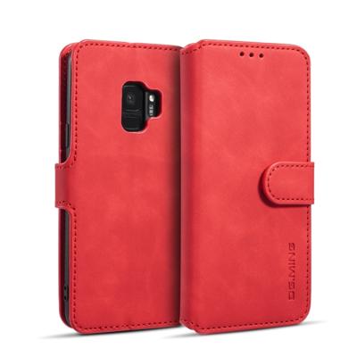 Dg. MING retro olie kant horizontale flip case met houder & kaartsleuven & portemonnee voor Galaxy S9 (rood)