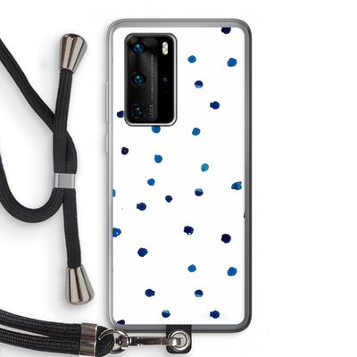 Blauwe stippen: Huawei P40 Pro Transparant Hoesje met koord