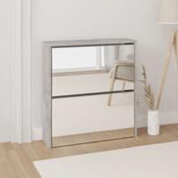 Schoenenkast met spiegel 2-laags 63x17x67 cm betongrijs