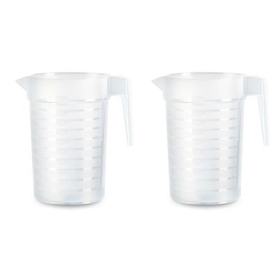Waterkan/schenkkan - 2x - transparant - 1000 ML - kunststof