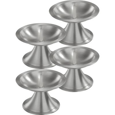 4x Luxe metalen kaarsenhouders zilver voor stompkaarsen van 7-8 cm