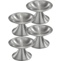 4x Luxe metalen kaarsenhouders zilver voor stompkaarsen van 7-8 cm