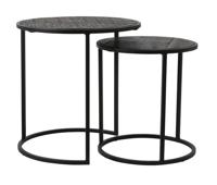 Light & Living Bijzettafel 'Doba' Set van 2 stuks, hout antiek-mat zwart