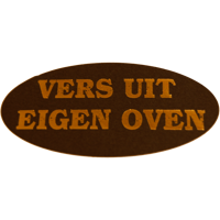 Etiket | Reclame-etiket | papier | Vers uit eigen oven | permanent | 60x30mm | zwart/goud | rol à 500 stuks