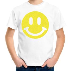 Verkleed T-shirt voor jongens - Smile Emoticon - wit - carnaval - feestkleding voor kinderen