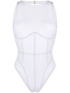 Noire Swimwear maillot de bain à coutures contrastantes - Blanc