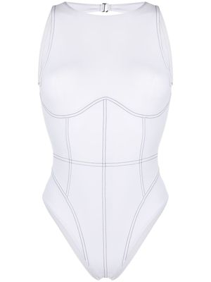 Noire Swimwear maillot de bain à coutures contrastantes - Blanc