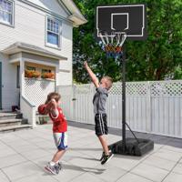 Basketbalkorf voor Buiten Basketbalstandaard 210-260 cm In Hoogte Verstelbaar op Wielen Korfinstallatie met Vulbare Basis en Achterwand - thumbnail