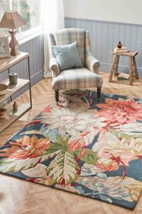 Sanderson - Dahlia & Rosehip Teal 50608 - 140x200 cm Vloerkleed