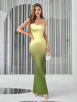Green Ombre Mermaid Formal Gown - Elegant Sleeveless Long Dress Green / XS