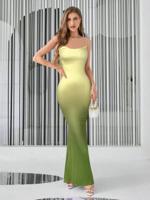 Green Ombre Mermaid Formal Gown - Elegant Sleeveless Long Dress Green / XS