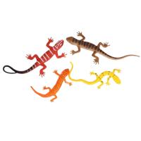 Kunststof dier Stretch hagedis - 4x - 10 cm - kleuren mix - speelgoed