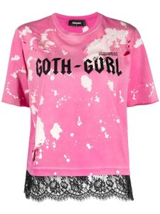 DSQUARED2 t-shirt Goth Girl à effet usé - Rose