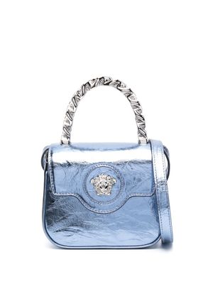 Versace mini sac La Medusa à fini métallisé - Bleu