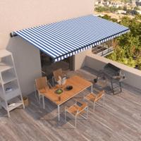 Luifel automatisch uittrekbaar 600x350 cm blauw en wit