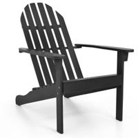 Adirondack Stoel Tuinstoel van Acaciahout met Schuine Zitting en Hoge Rugleuning Ergonomische Buitenstoel met Lamellen voor Veranda Tuin Zwembad-Zwart