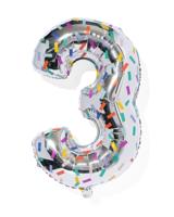 HEMA Folieballon cijfer 3 confetti XL (zilver)
