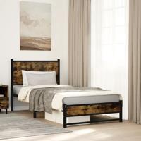Bedframe zonder matras metaal gerookt eikenkleurig 90x190 cm