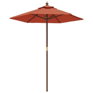 The Living Store Parasol met houten paal 196x231 cm terracottakleurig - Parasol