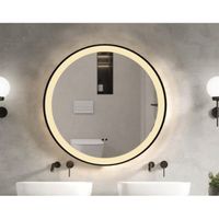 Saniclass Lonato Badkamerspiegel - rond - diameter 80cm - geintegreerde LED verlichting - spiegelverwarming - infraroodbediening - mat zwart SW1-80MB