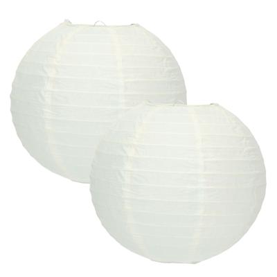 Luxe bol feest lampion - 2x - wit - dia 25 cm - papier