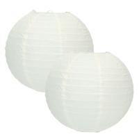 Luxe bol feest lampion - 2x - wit - dia 25 cm - papier