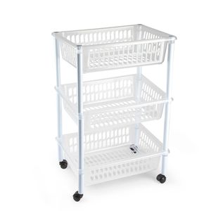 Opberg organiser trolleys/roltafels met 3 manden 62 cm in het transparant - Opberg trolley