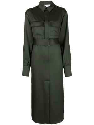 SA SU PHI robe-chemise en laine à manches longues - Vert