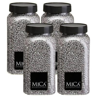 Mica Decorations decoratie stenen/granulaat - 4x - 650ml - zilver - hobby steentjes