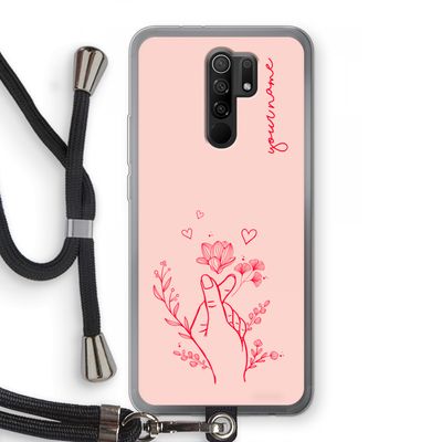 Giving Flowers: Xiaomi Redmi 9 Transparant Hoesje met koord
