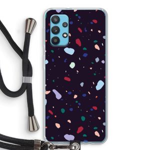 Dark Rounded Terrazzo: Samsung Galaxy A32 4G Transparant Hoesje met koord