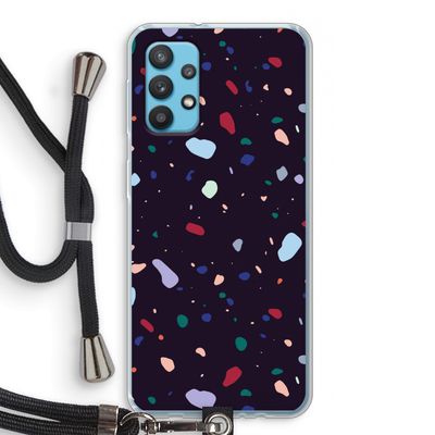 Dark Rounded Terrazzo: Samsung Galaxy A32 4G Transparant Hoesje met koord
