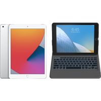 Apple iPad (2020) 10.2 inch 32 GB Wifi + 4G Zilver + ZAGG Rugged Messenger Toetsenbord Hoes - thumbnail