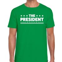 The President tekst t-shirt - groen - voor heren - carnaval - leiding - baas - cadeau