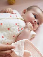 Trappelzak van biologisch katoenen gaas, te personaliseren CÂ¼UR ecru