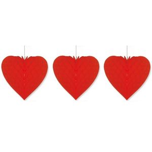 3x Bruiloft decoratie hart rood 28 x 32 cm   -