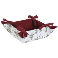 Decoratieve Mand Home ESPRIT Wit Rood Groen Beige Boomstructuur Kerstmis 30 x 30 x 8 cm