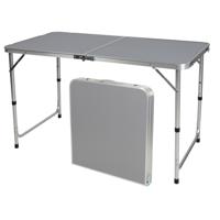 Sunnydays camping tafel - aluminium - opvouwbaar - grijs - 120 x 60 x 67 cm